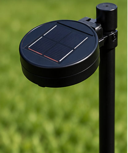 High resolution close-up of Decasa solar garden light panel